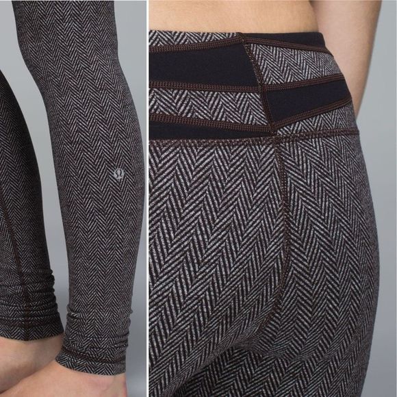 Lululemon Wunder Under Pant 2 Luon Herringbone Black Brown Grey Calm XS Leggings - Picture 4 of 9